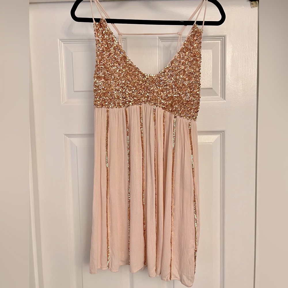 Free People sequin & cotton gauze tank top